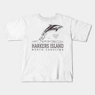 Harkers Island, NC Summertime Vacationing Dolphin Kids T-Shirt